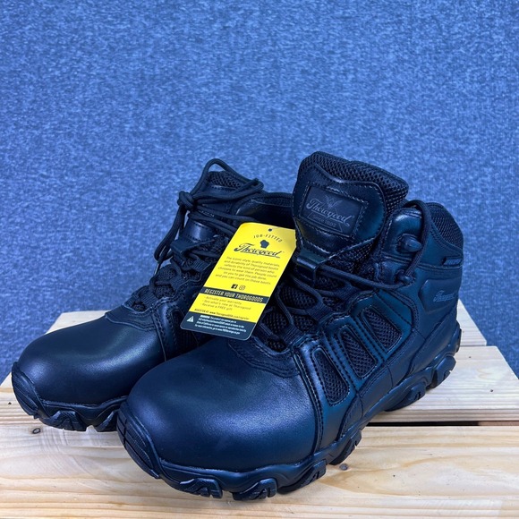 Thorogood Crosstrex Side-Zip Boots Men 7.5 Blk Tactical Waterproof 834-6385 Work main image 8
